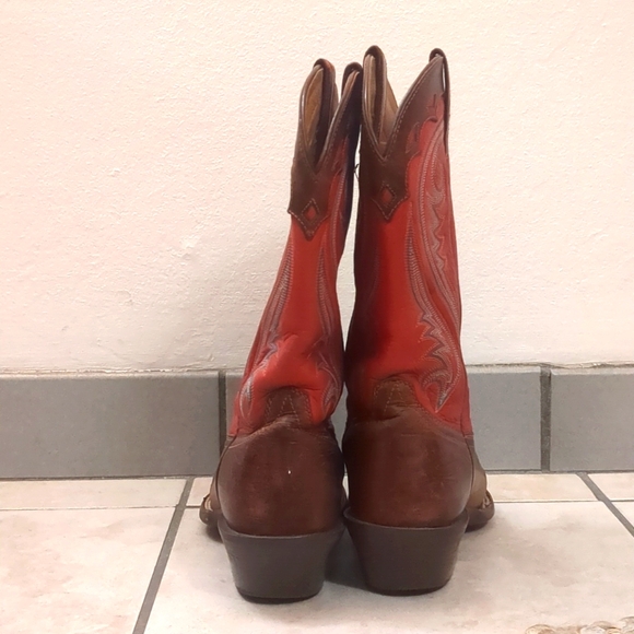 Ariat Western Cowboy Boots women's 6.5B Square Toe Red Top - Picture 2 of 6